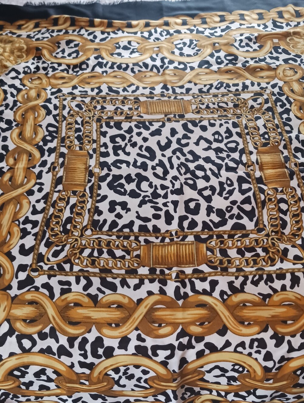 Gold Chain Print Scarf - Black & White